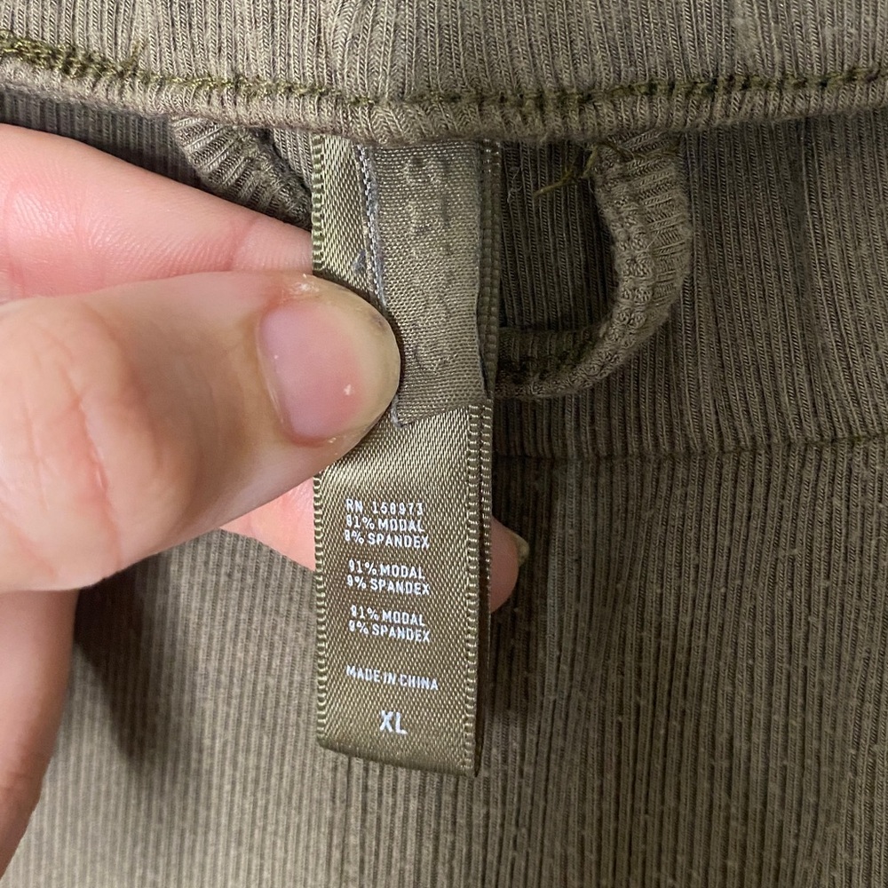 Skims Women's Olive Green Stretch Pull-On Ribbed Loungewear Pants XL - Picture 5 of 7